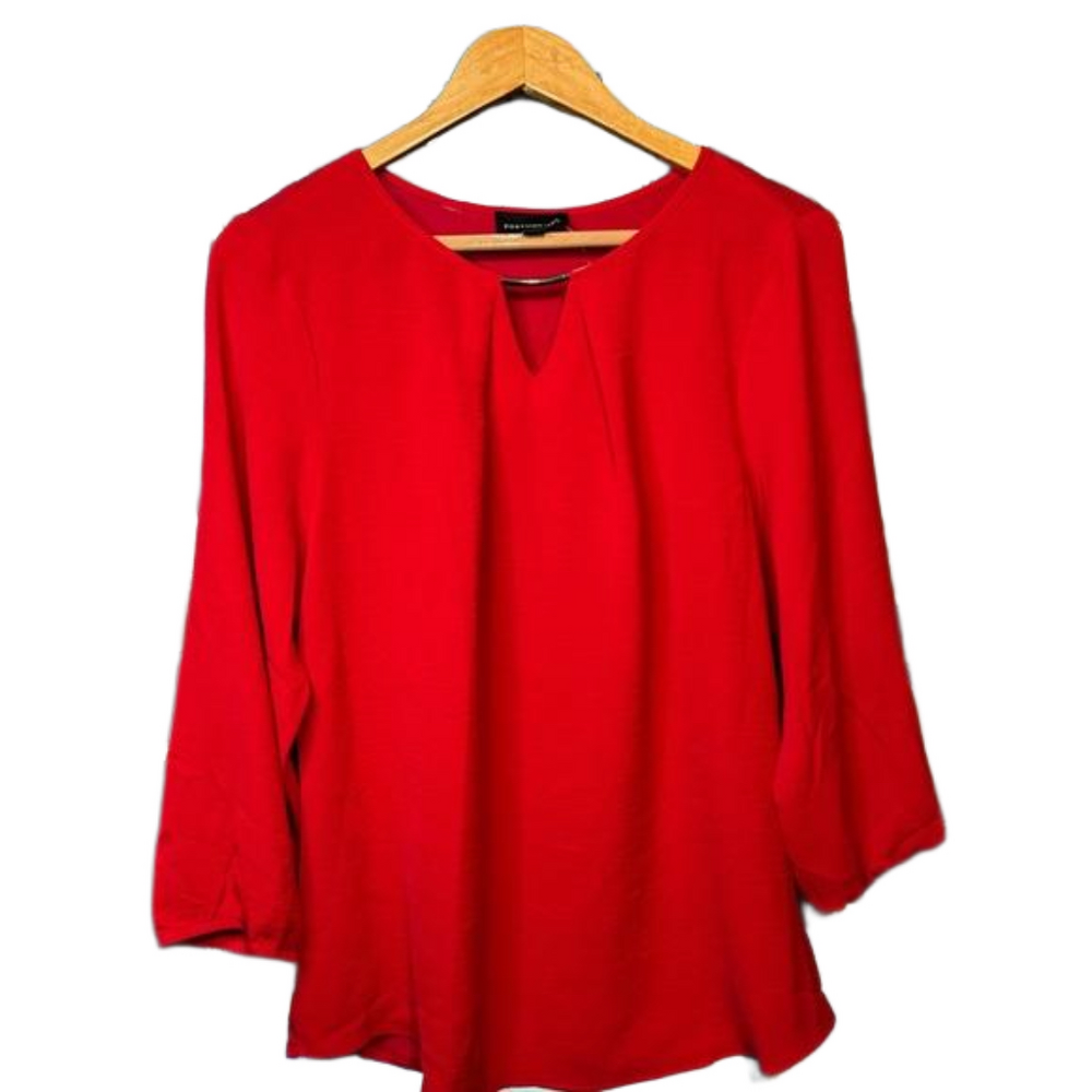 Fortune + Ivy Estrella Key Hole Mixed Material Blouse Size Large